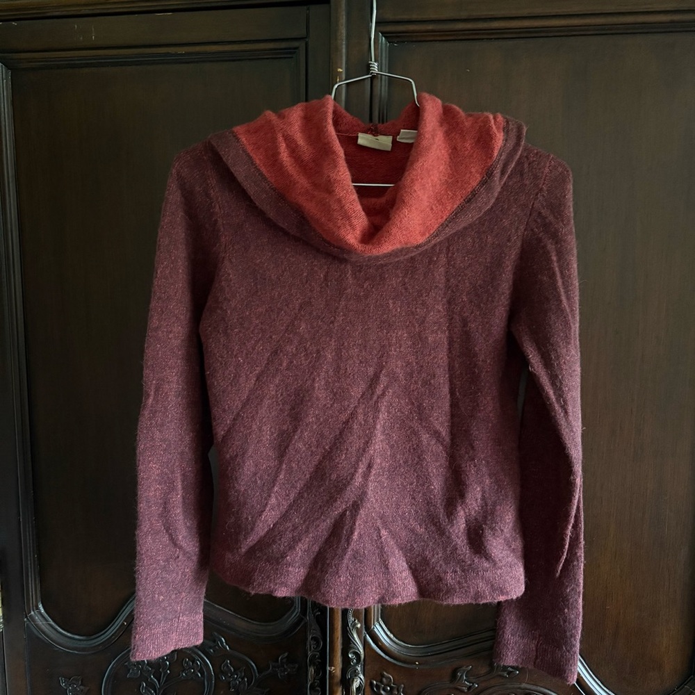 Vintage Tsunami Brown & Orange Wool & Angora Cowl Neck Sweater size Medium